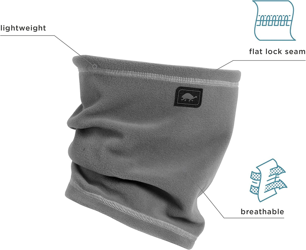 Turtle Fur graphite neck gaiter folded fabric texture