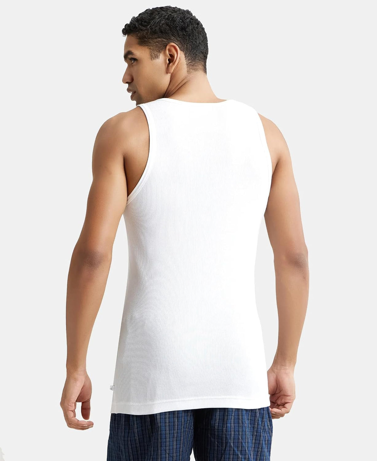 Jockey sleeveless round neck vest fabric close up texture