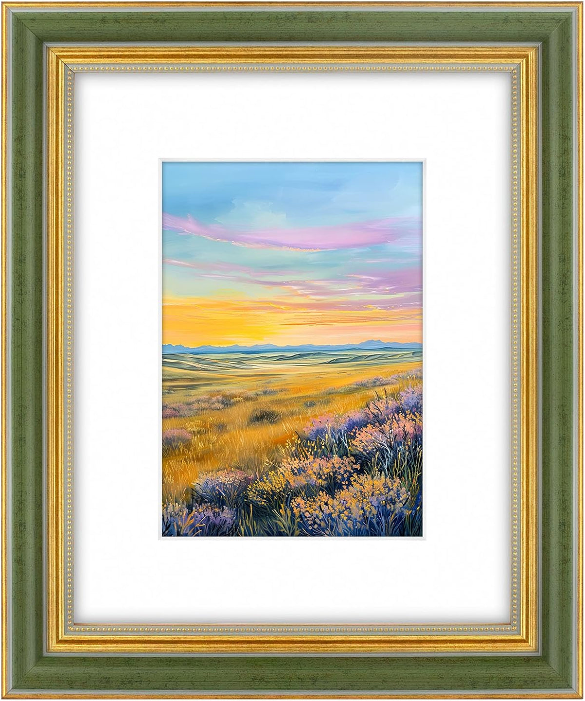 9x12 Ornate Picture Frame with Mat,Holds 6x8,Black Gold Photo Frame | Comes with real glass,white mat and build-in hangers.Display 6x8 prints on wall.Inner bead trim design - Image 10