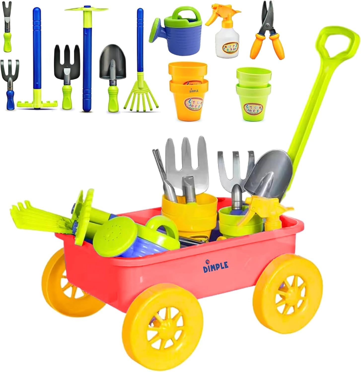 Dimple garden wagon and tools toy set premium fifteen pieces front view