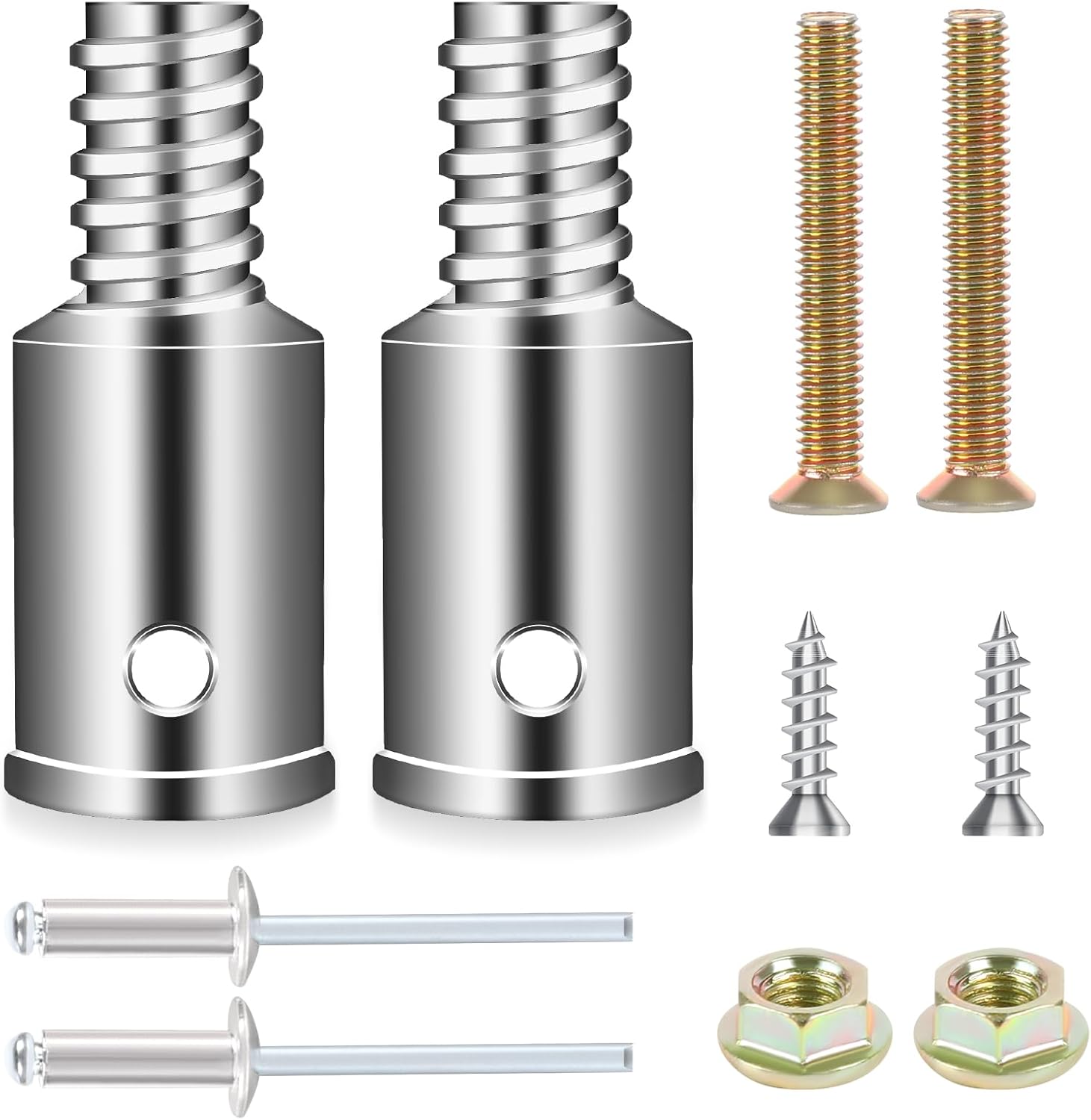 Mozeat Lens broom handle threaded end replacement kit front view showcasing two silver metal tips