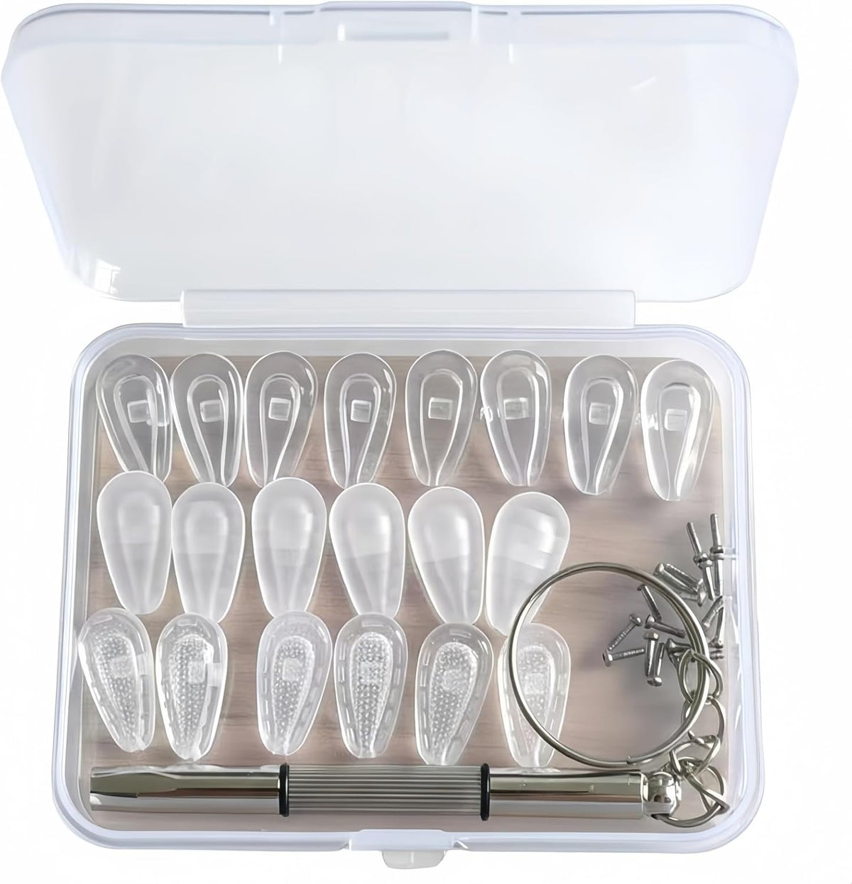 QICBIUD 10 pairs silicone eyeglass nose pads kit front view
