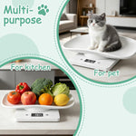 Multi functional electronic kitten scale with the tray detached for kitchen use.