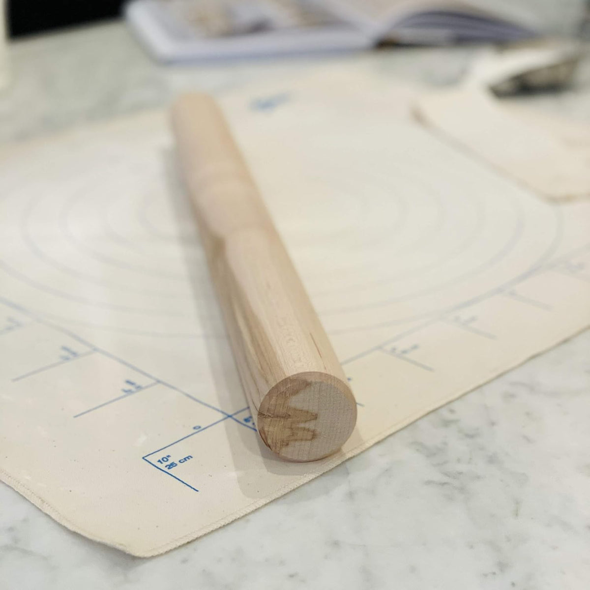 Ateco wooden baking dowel close up texture
