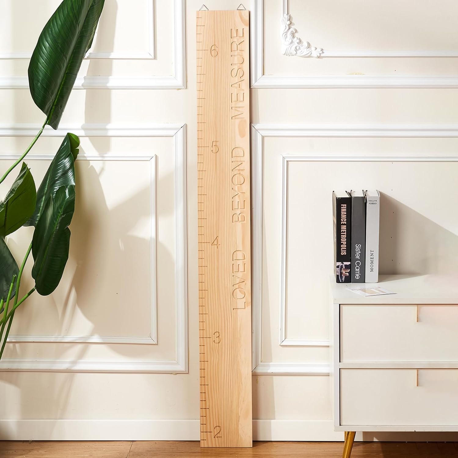 Mengliky solid wood height chart front view wall decor