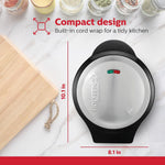 Holstein Housewares Stainless Steel 2 Section Omelet & Frittata Maker, Non Stick Coating, Easy To Clean, Indicator Lights, Compact Storage, Prepare Versatile Recipes in Minutes. 2 Portions, Black - Image 3