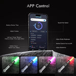 Adawlert lightsaber displayed with smartphone app control interface.