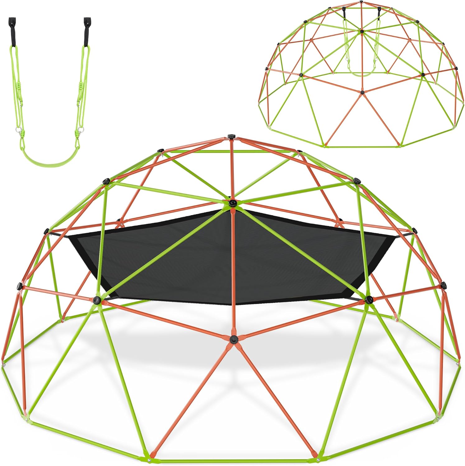 BODIOO 10 foot climbing dome outdoor playset front view featuring heavy-duty steel structure