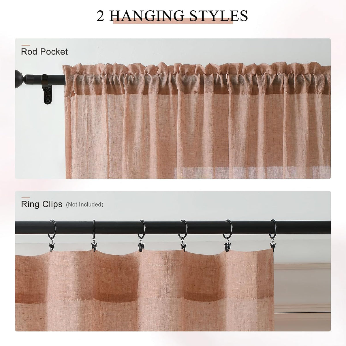 Melodieux breathable cotton linen blend curtain stitching detail