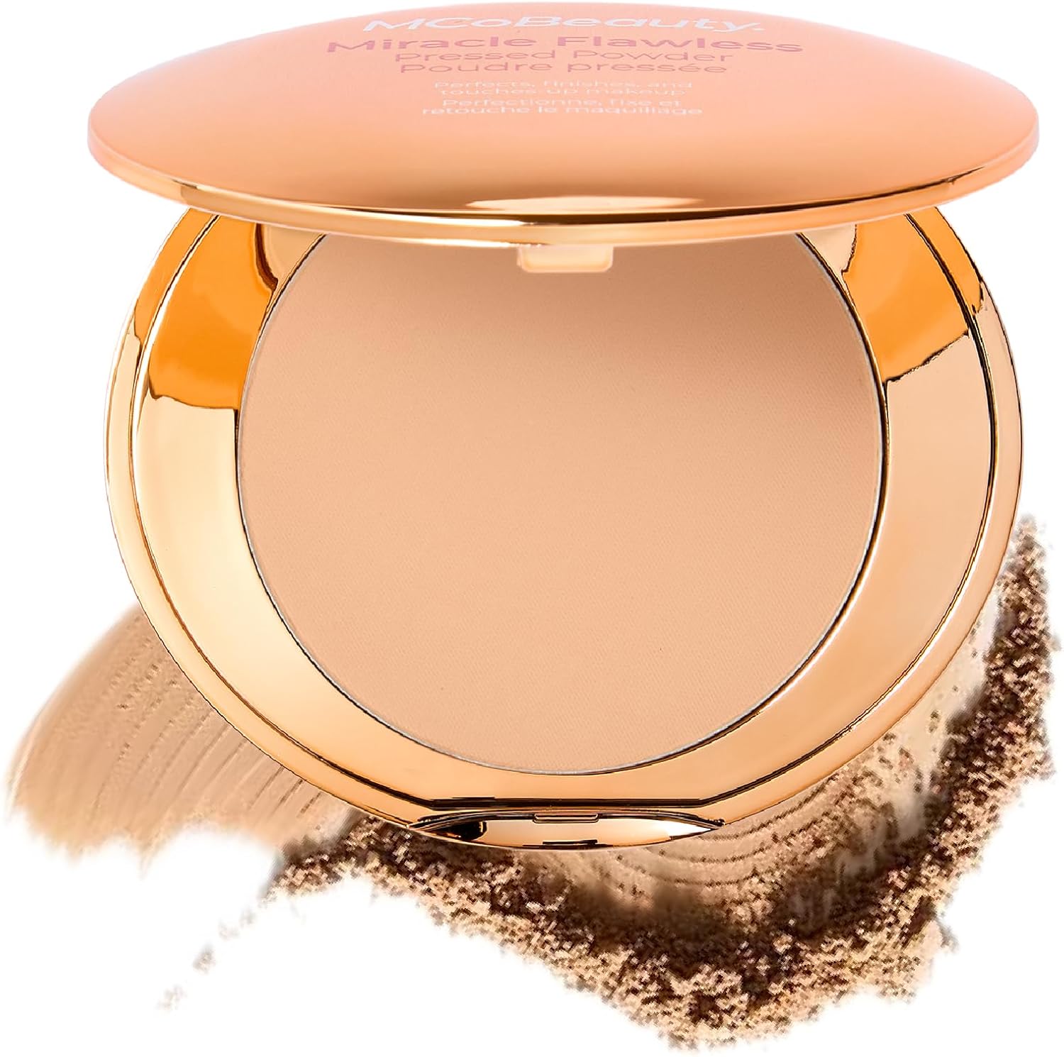 MCoBeauty Miracle Flawless Pressed Powder compact for setting makeup