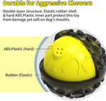Black and yellow durable dog ball for heavy chewers