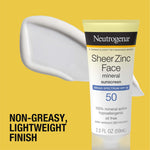 Close-up of Neutrogena broad spectrum sunscreen product highlights