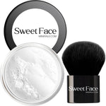 Sweet Face Minerals Shine Reduction Powder front view jar and brush