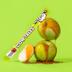 Goetze's Candy Caramel Apple Cow Tales individual 1 ounce stick wrappers stacked together