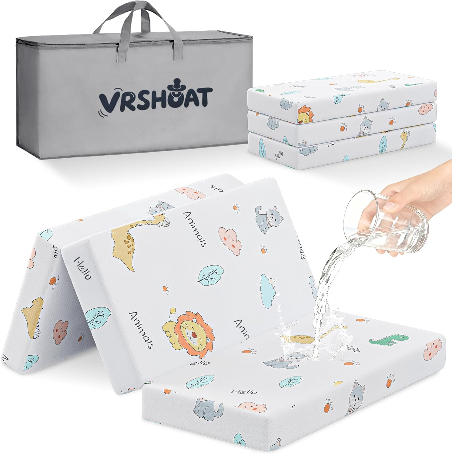 VRSHOAT trifold pack and play mattress front view