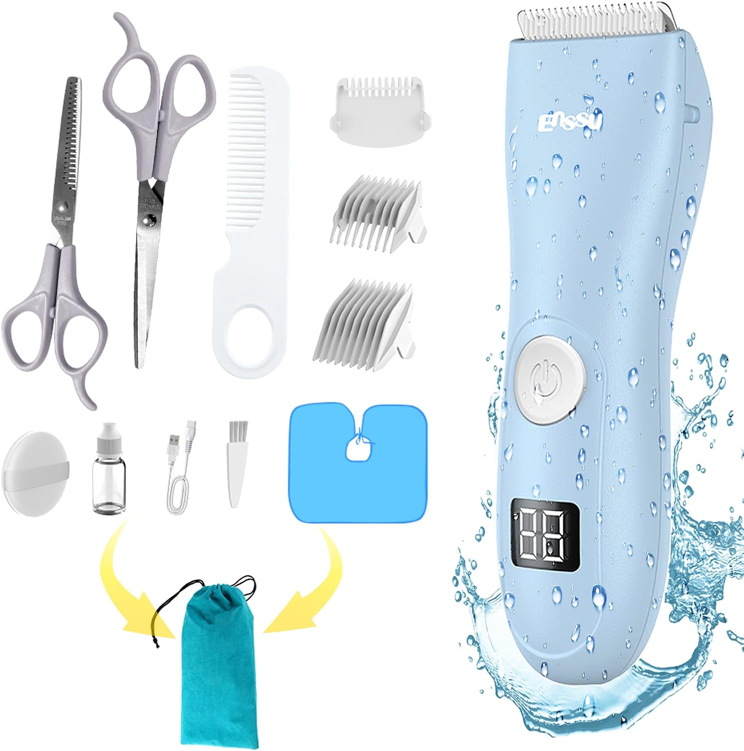 Openbeauty baby hair clippers front view blue