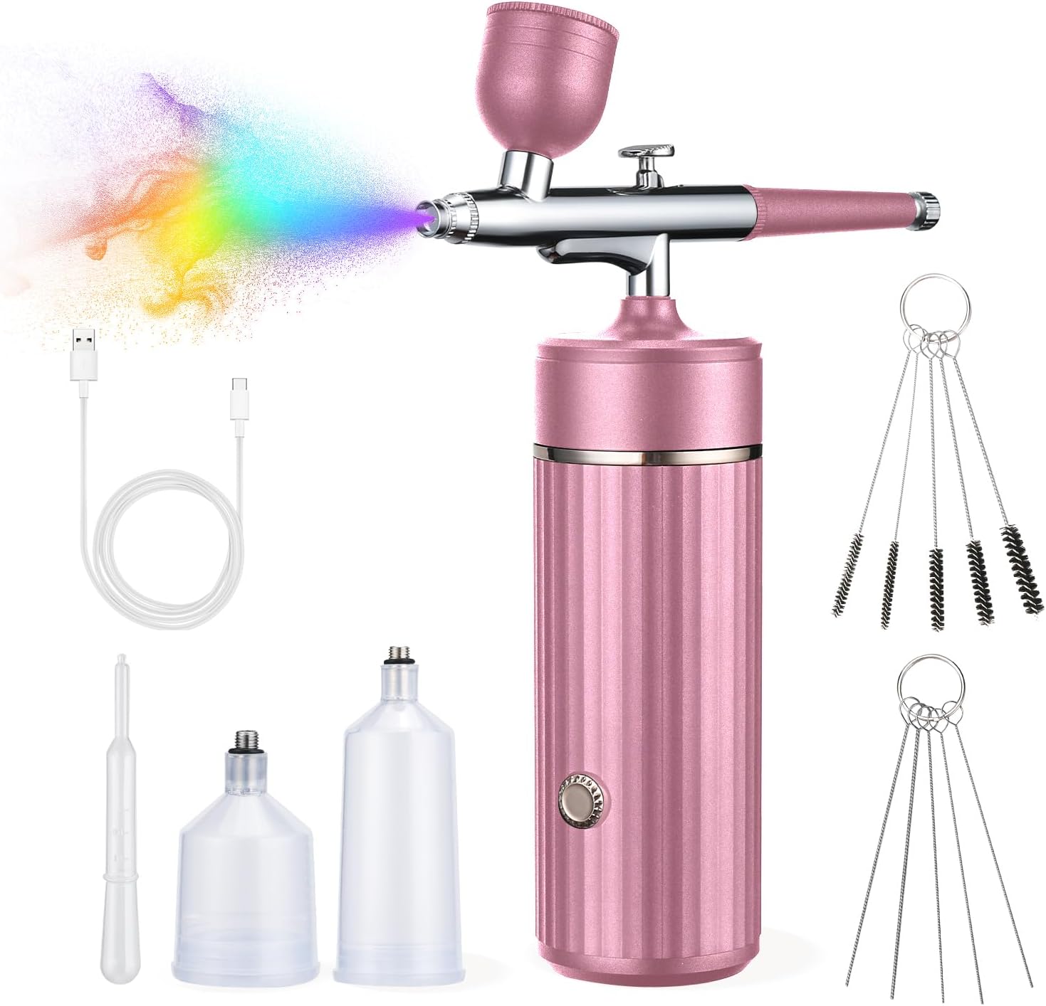 Mildhug cordless airbrush kit with rechargeable compressor front view for professional nail art and makeup