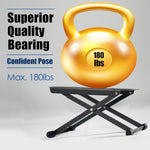 Textured rubber top surface and branded lettering on Salvori footstool