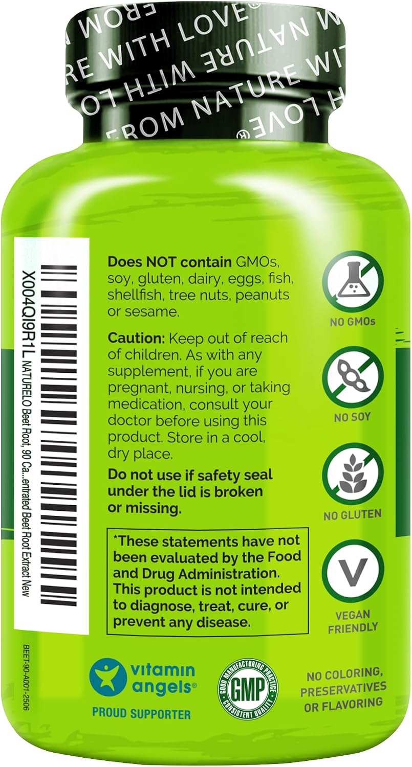 NATURELO Beet Root 90 Capsules - Heart Health & Blood Pressure Support* - 1000mg Beet Root Extract + Whole Food Blend - Non-GMO, Vegan, Gluten-Free - Image 9