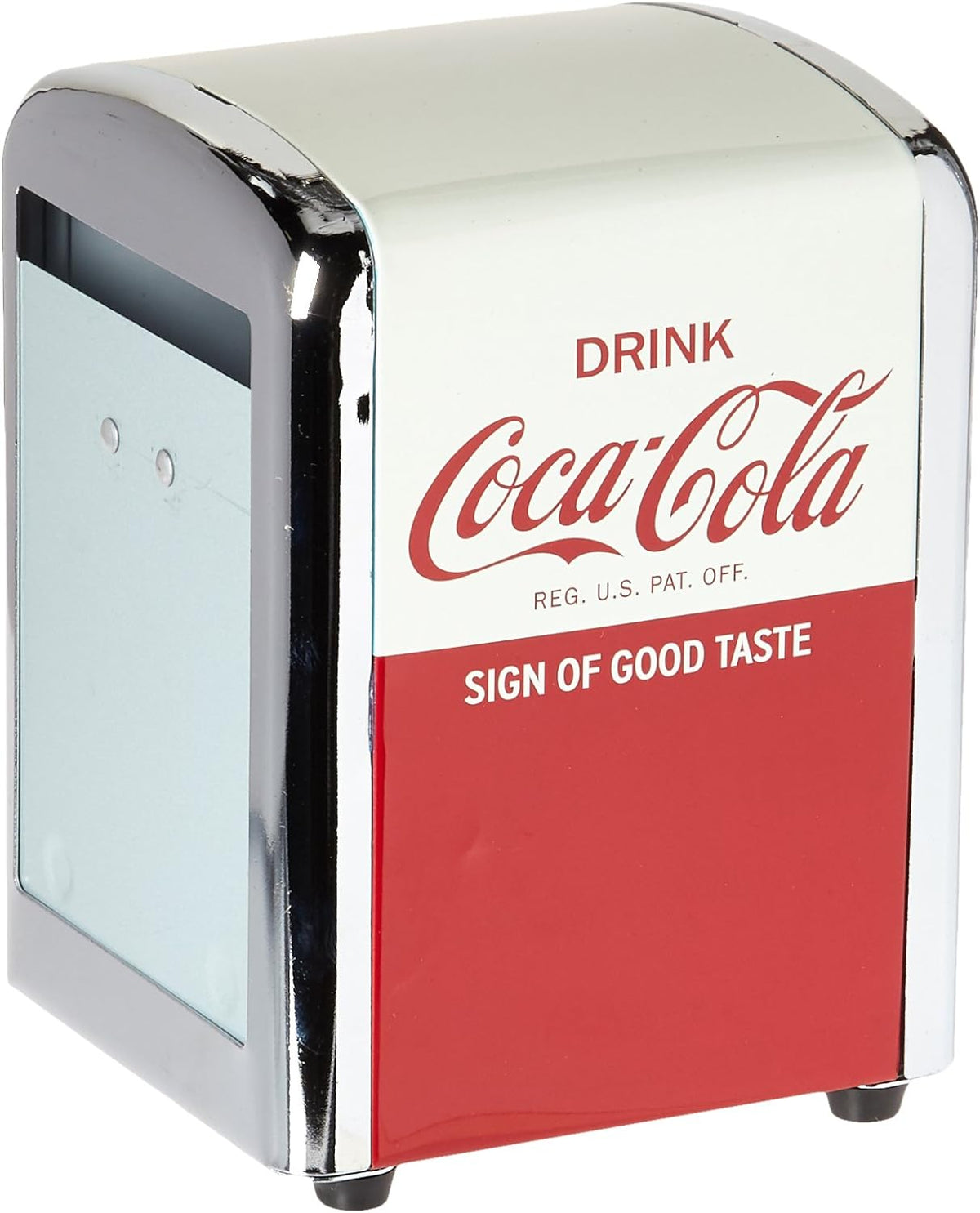 Tablecraft Coca-Cola Napkin Dispenser front view tabletop accessory