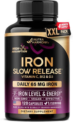 NutraHarmony iron supplement bottle front view high potency capsules