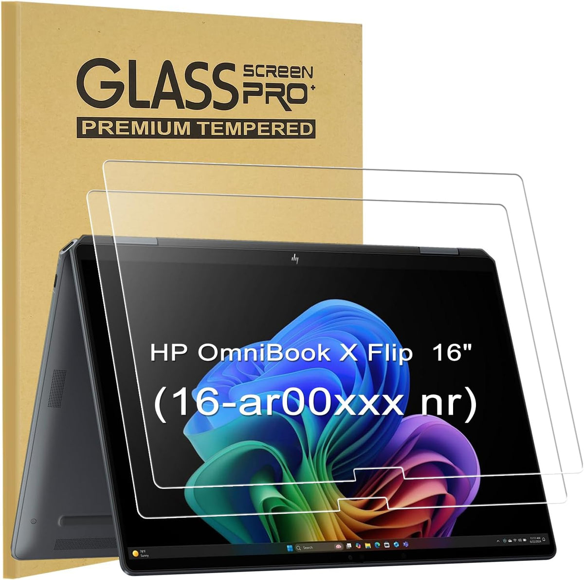 Keanboll 2-pack tempered glass screen protector for HP OmniBook 16-inch laptop.