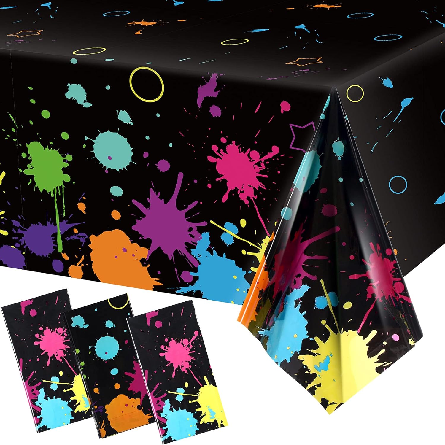 Tatuo glow party neon plastic tablecloths 3 pieces pack front view