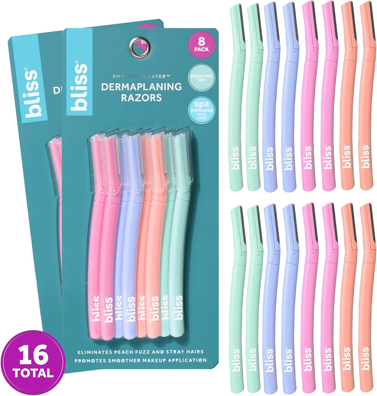 Assorted colors of Bliss disposable dermaplaning tools