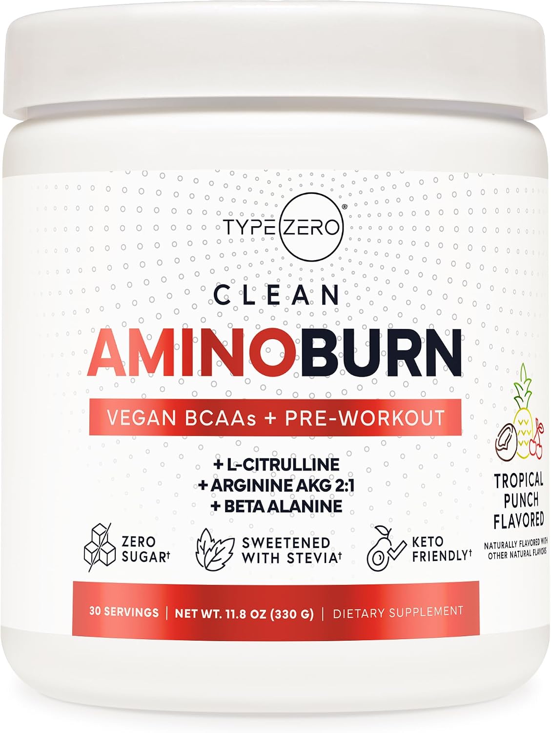 Type Zero AminoBurn natural pre workout front view container