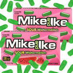 Close up of Mike and Ike Sour Watermelon chewy candy packaging