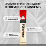 Back label of Jung Kwan Jang Everytime showing ingredients and caffeine free supplement facts.