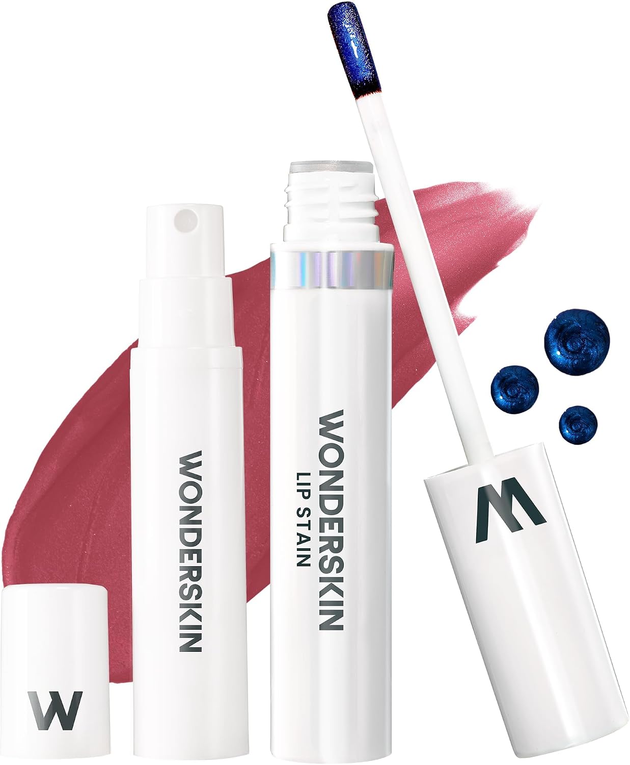 Wonderskin Wonder Blading Lip Stain Kit Charming front view showing the peel off masque tube and activator spray.