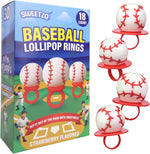 Kids birthday return gifts featuring 18 count baseball lollipop rings.