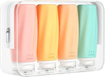 Morfone travel bottles front view with clear zipper bag