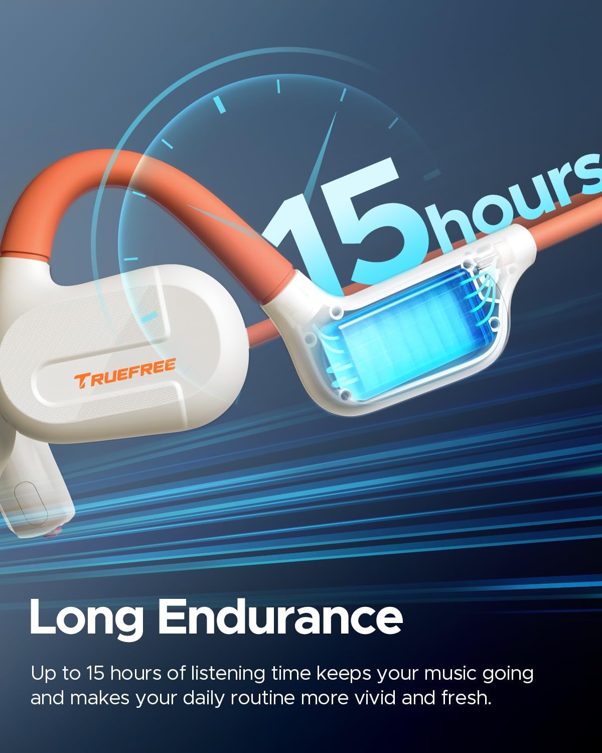 Truefree F2 headphones paired with smartphone app control interface