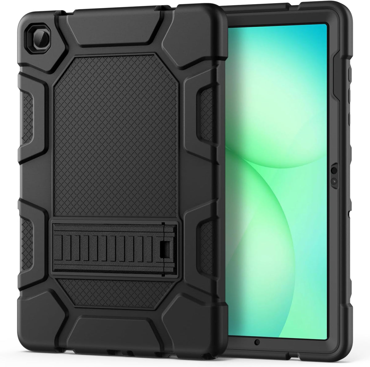 Azzsy heavy duty rugged protective case for Samsung Galaxy Tab A11 Plus front view showing raised screen borders.