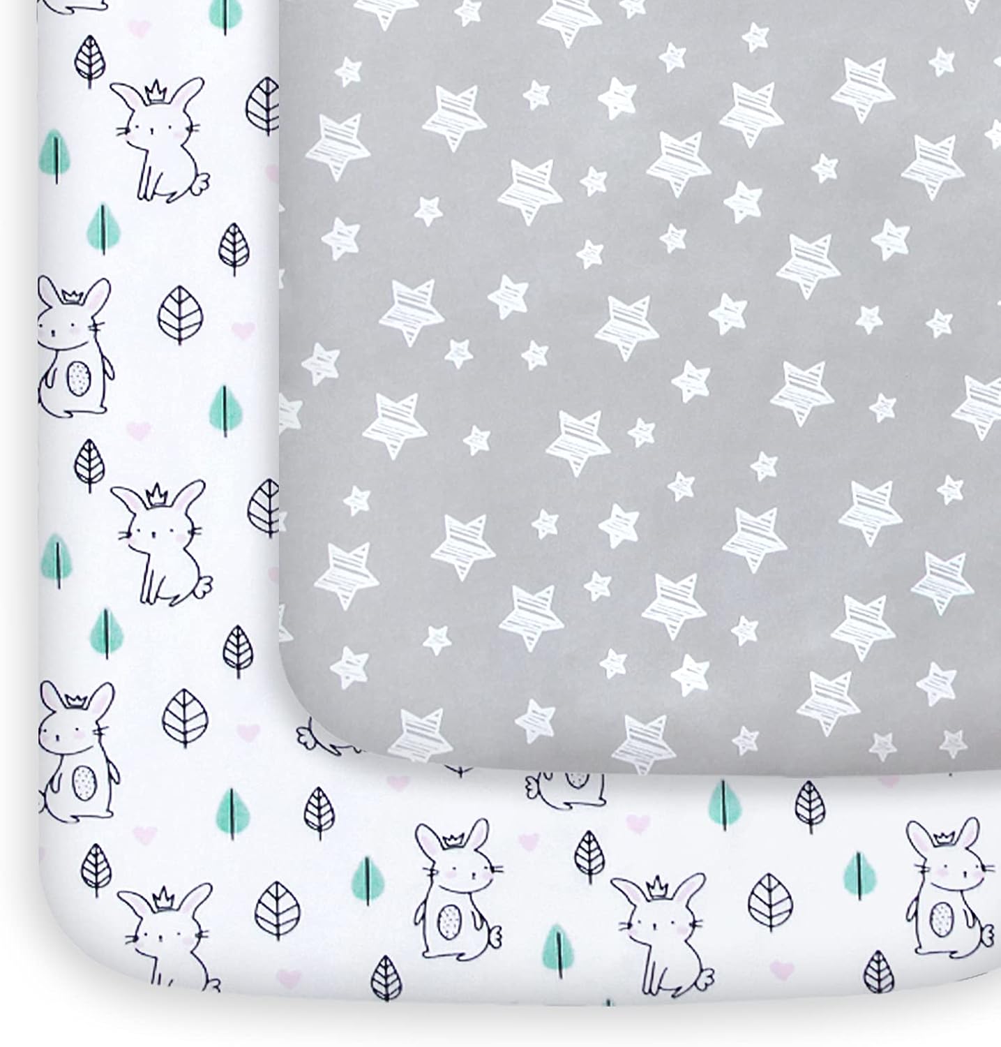 Moonsea pack and play sheets stars and bunny pattern front view