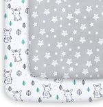 Pack and Play Sheets, 2 Pack Mini Crib Sheets, Stretchy Playard Fitted Sheet, Compatible with Graco Pack n Play, Soft and Breathable Material, Stars & Bunny - Image 1