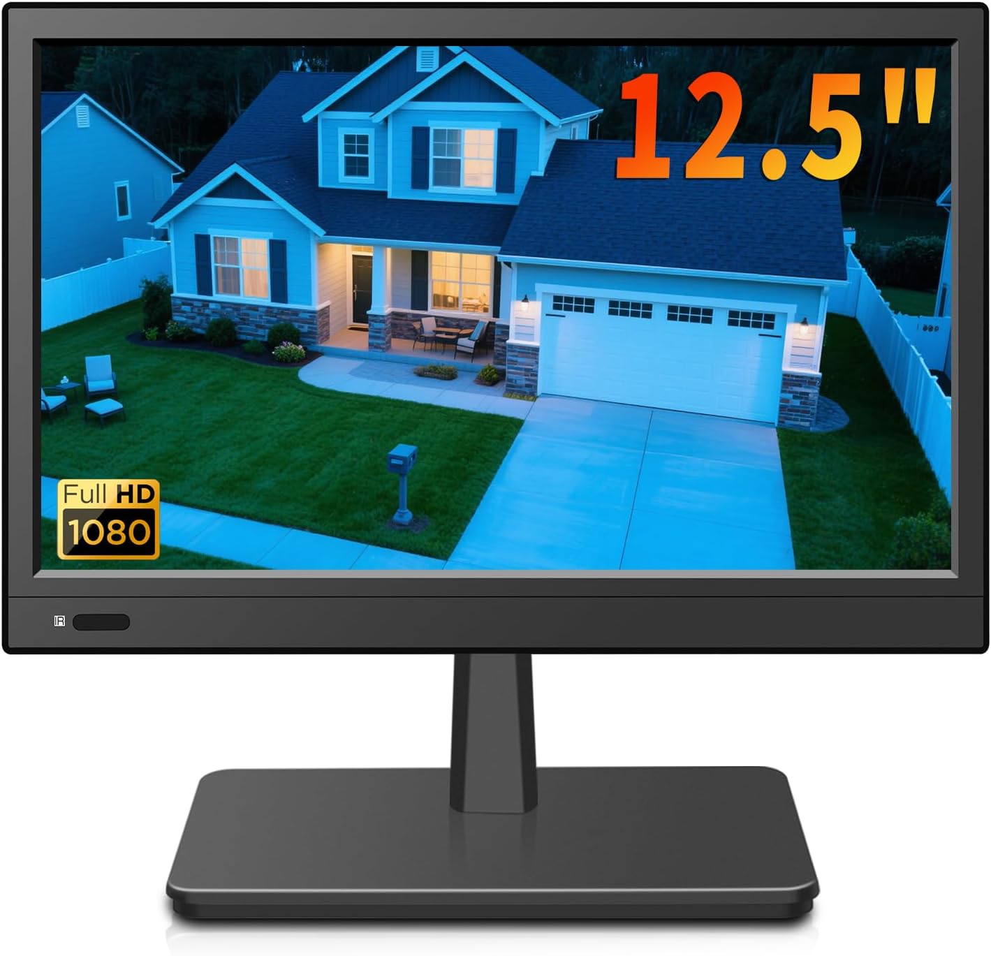 Jexiop 12.5 inch security monitor front view showcasing the crisp Full HD display screen.