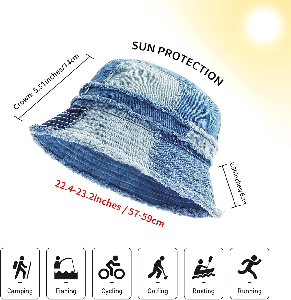 GuanGu unisex denim hat worn outdoors for summer beach activities