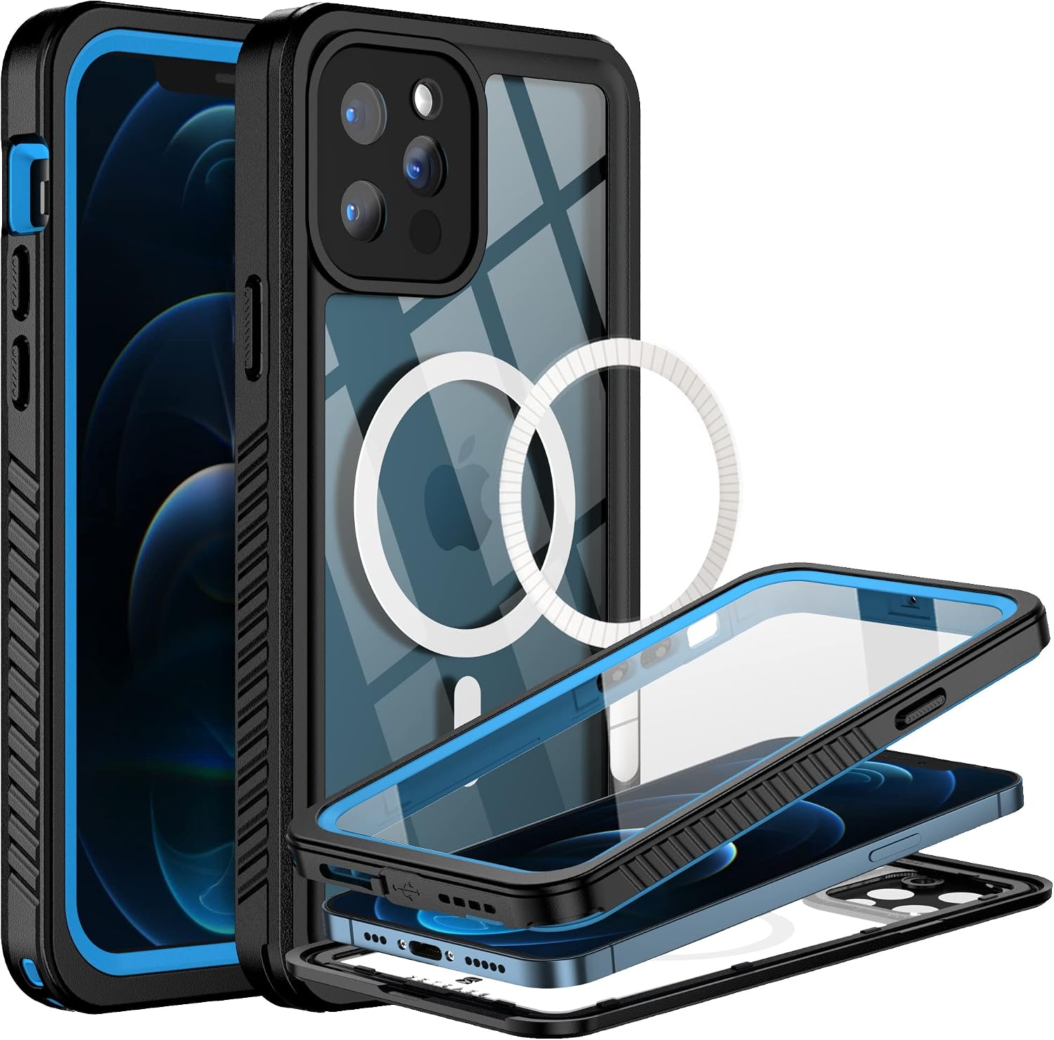 BEASTEK iPhone 12 Pro waterproof case front view blue