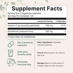 Micro Ingredients Glutathione 240 veggie capsules label details