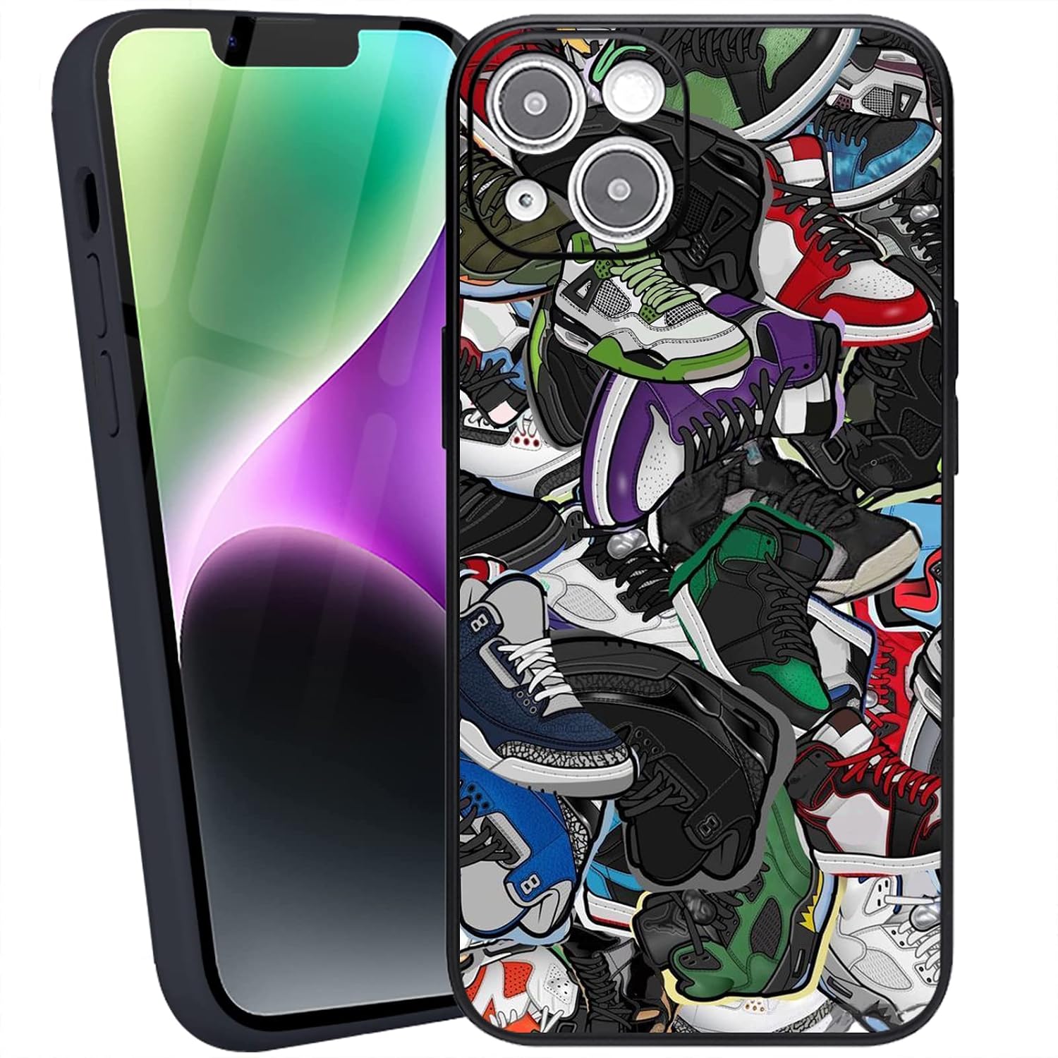 PTJKWX iPhone 13 case front view showing sneaker art design