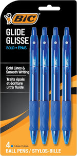 BIC Glide Bold Blue Ballpoint Pens, Bold Point, 1.6mm, 4-Count Pack - Image 1