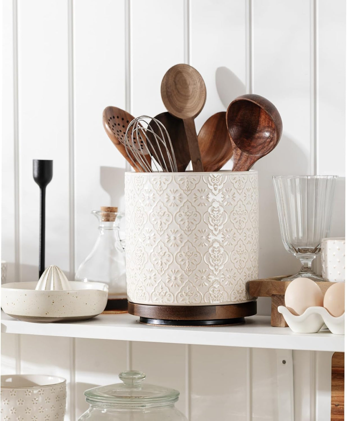 MIKIGEY extra large kitchen utensil holder on countertop