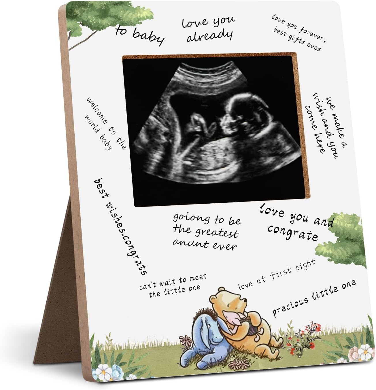 Hatzelou Classic Winnie the Pooh baby shower picture frame front view