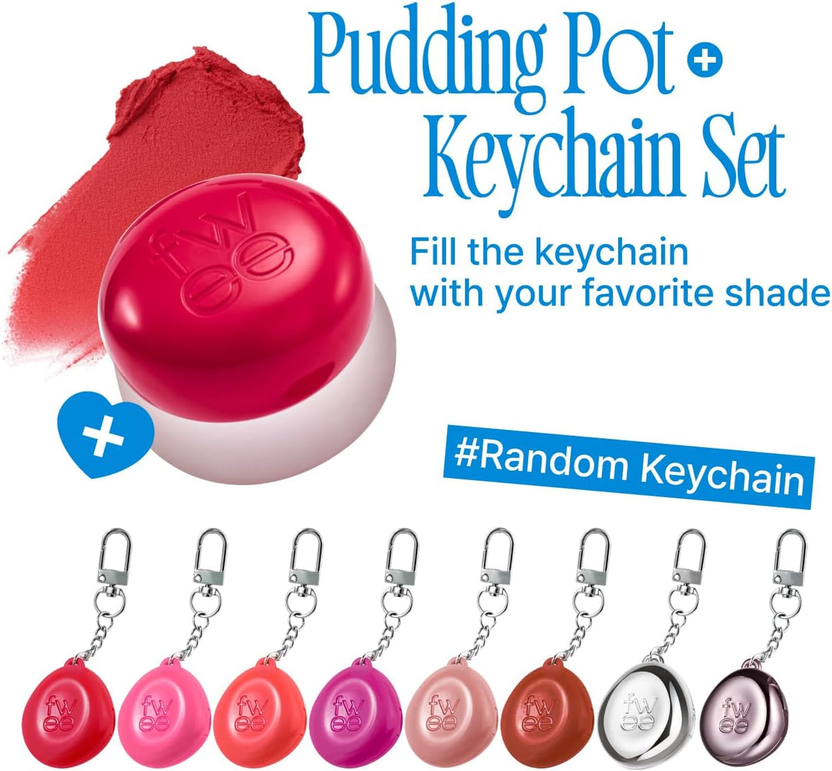 Fwee Blurry Pudding Pot Keychain Set mauve berry color swatch