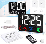 Digital Wall Clock,11.5" LED Digital Alarm Clock Large Display,with Remote Control,Adjustable Brightness, Calendar, Temperature, Snooze, 12/24 H, for Living Room, Office, Bedroom, Elderly, Adults Set - Image 7