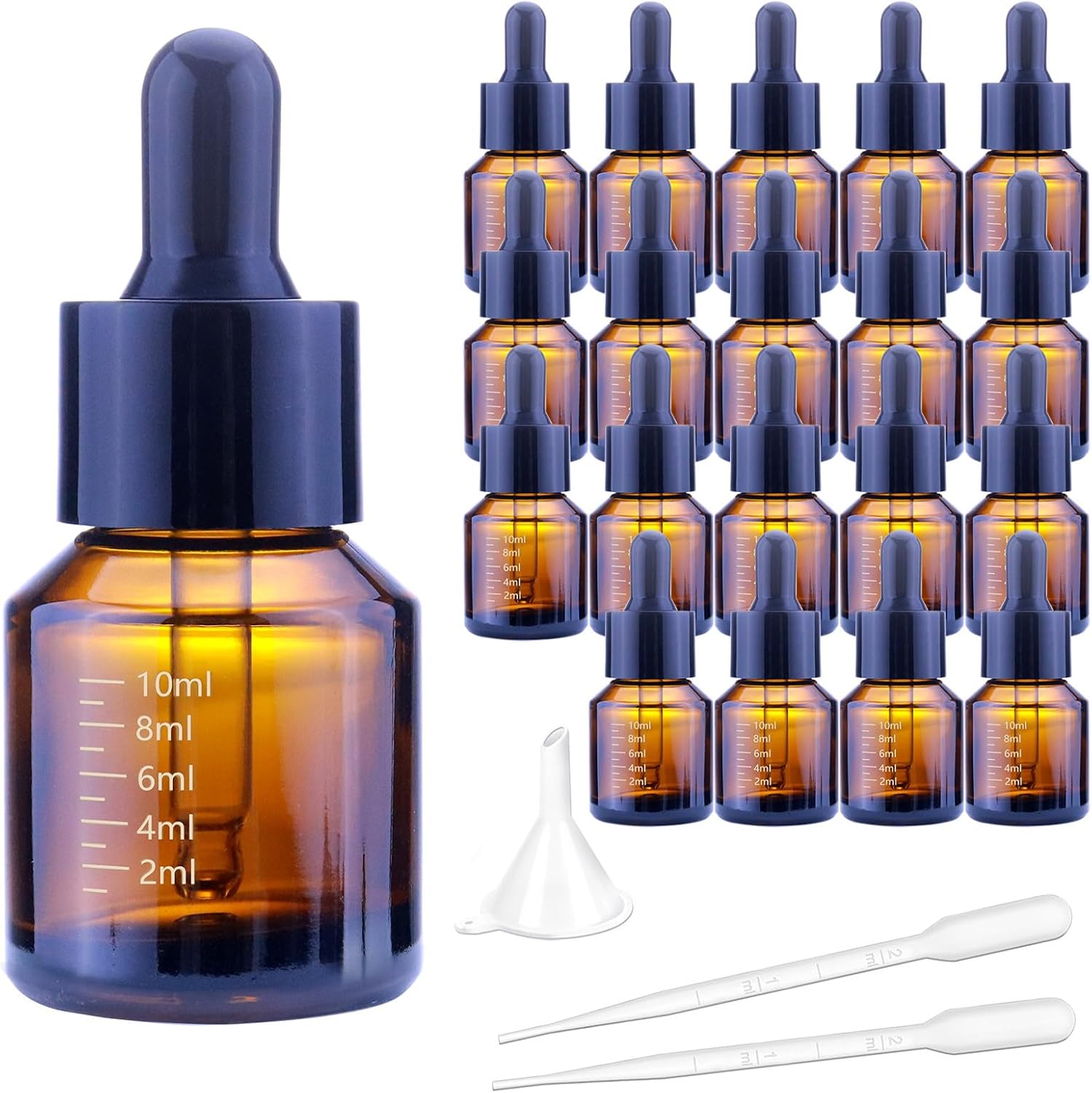 Matifaner 15ml amber glass dropper bottles front view with measurement lines
