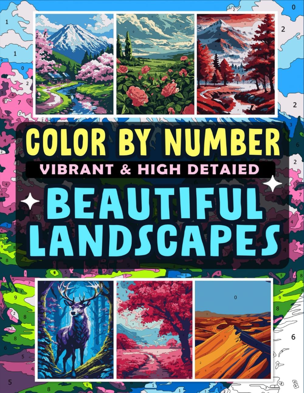 Color By Number Vibrant & High Detailed Beautiful Landscapes: Discover Natureâ€™s Beauty Through the Art of Coloring for Relaxation and Stress Relief - Image 1